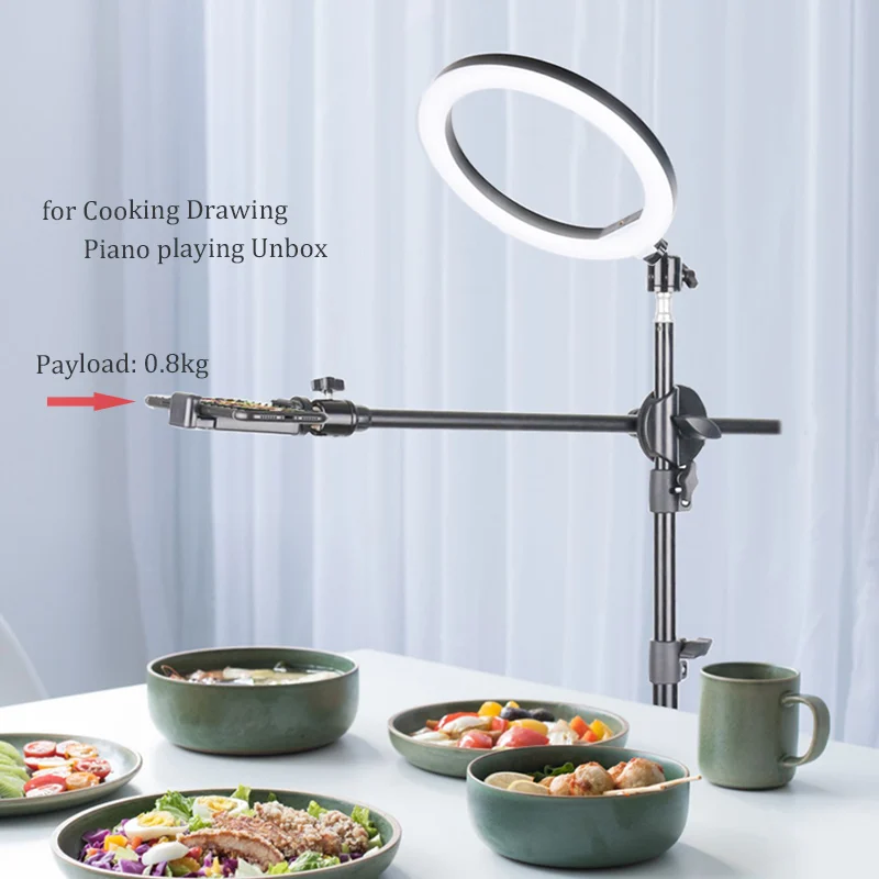 Mobile Phone Tablet DSLR Camera Tripod Boom Arm 155cm 61inch for Top Down Shooting Stand Youtuber Unboxing Video Studio phone tripod photo tripod tripod mount adapter