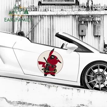 

EARLFAMILY 43cm x 38.3cm for Red Cool Pikachu Waterproof Windshield Decoration Decals Motorcycle Surfboard Car Stickers Laptop