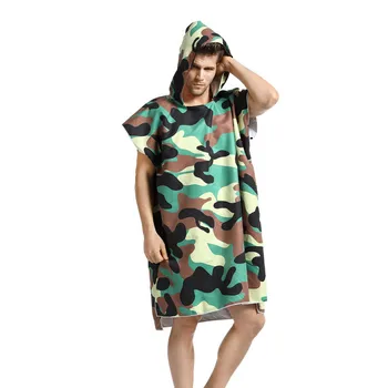

Jungle Camouflage Printing Changing Robe Bath Towel Outdoor Adult Hooded Beach Towel Diving Poncho Bathrobe Men Sports Towels