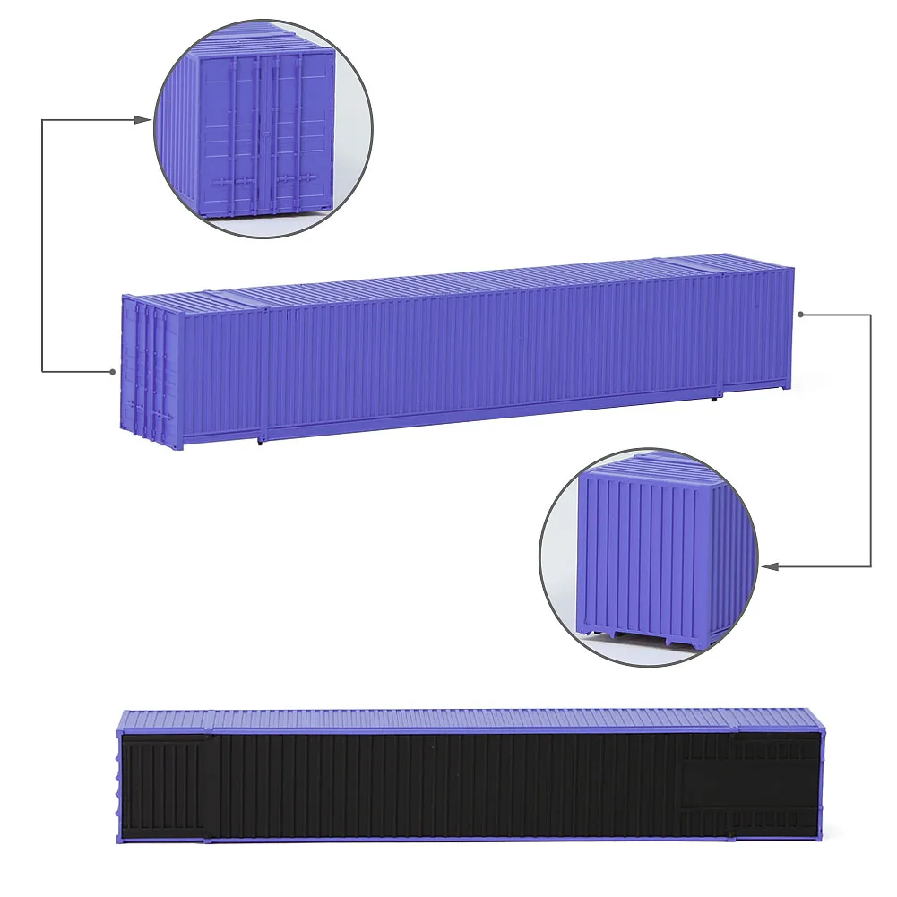 9pcs Model Railway N Scale 53' 1:160 53ft Blank Shipping Container Pure Color Ribbed Side Cargo Box - Image 4