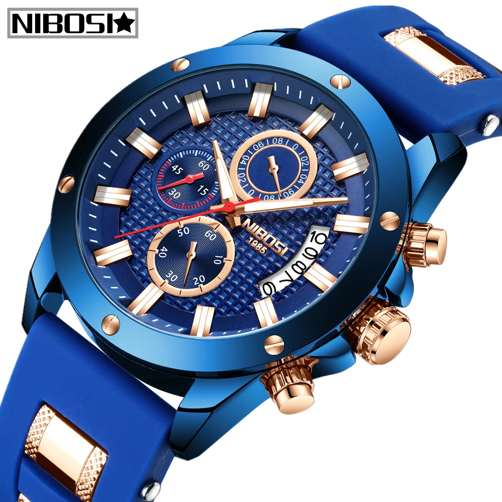 NIBOSI новые часы мужские Брендовые мужские спортивные часы мужские кварцевые часы мужские повседневные военные водонепроницаемые наручные