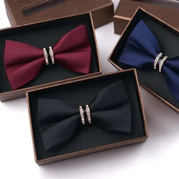 

Tuxedo Metal Crystal Wedding Bow Tie Men Women Butterfly Knot Cravat Black Purple Blue Jujube Red Groom Party Banquet Meet Club