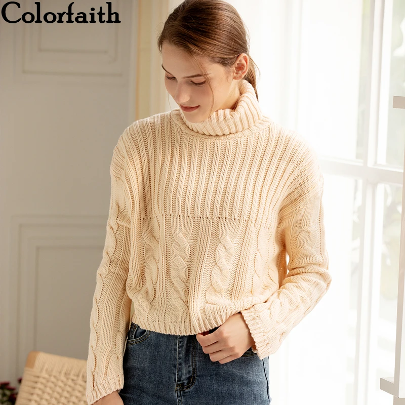 Свитер Colorfaith Женский осенне-зимний теплый с высоким воротом | Женская одежда