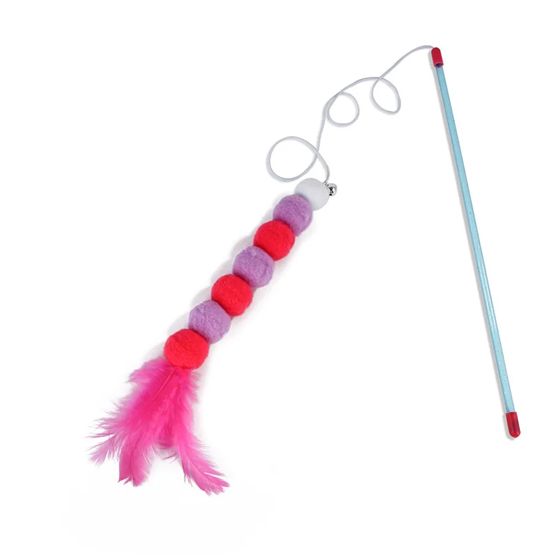 1PC Teaser Feather Toys Kitten Funny Colorful Rod Cat Wand Toys Plastic Pet Cat Toys Interactive Stick Pet Cat Supplies DropShip 