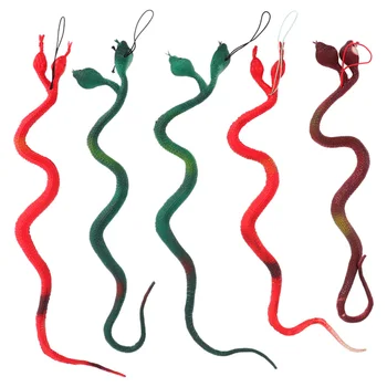 

5Pcs Party Prank Snake Lifelike Snake Toy Kids Plastic Simulation Snake Educational Toy Random Color (Double Head Snake)