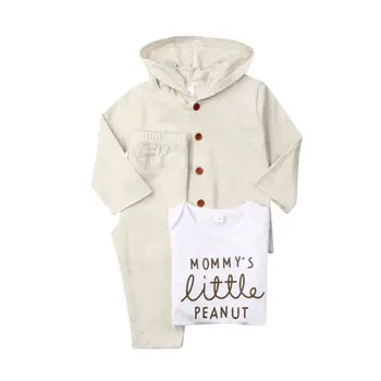

Newborn Baby Boys Kid 0-18M Clothes Sets Letter Romper+Hooded Tops + Pants Long Sleeve Autumn Winter Clothes 3PCS