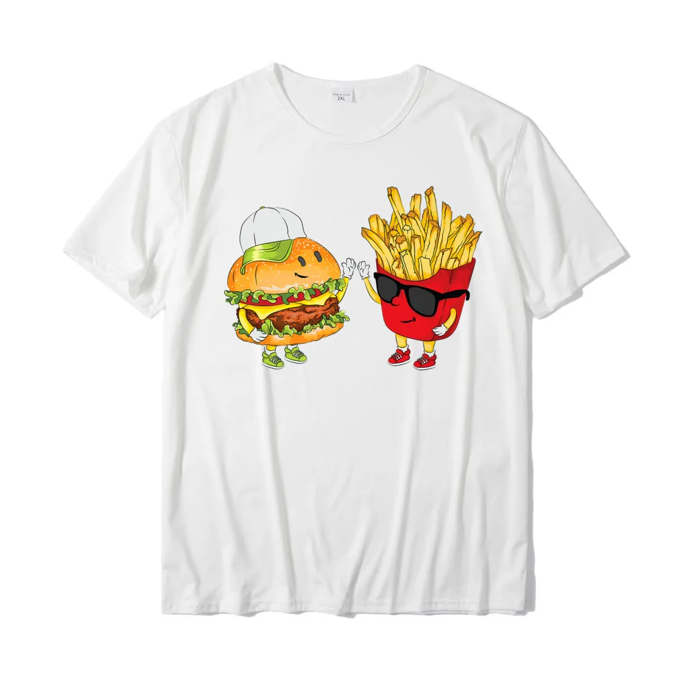 3D Printed Men's 2021 New Casual Tops & Tees Round Neck Thanksgiving Day Pure Cotton T-Shirt Design Short Sleeve T-Shirt Hamburger Fries High Five Cool Fun Combo Snacks Funny Gift Premium T-Shirt__19331 white