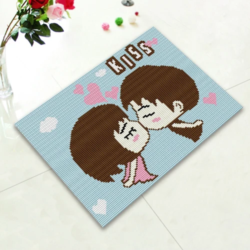Needlework Latch Hook DIY Embroidery Carpet Cross Stitch Foamiran Carpet Embroidery Latch Hook Rug Canvas Flannel Mat Cartoon