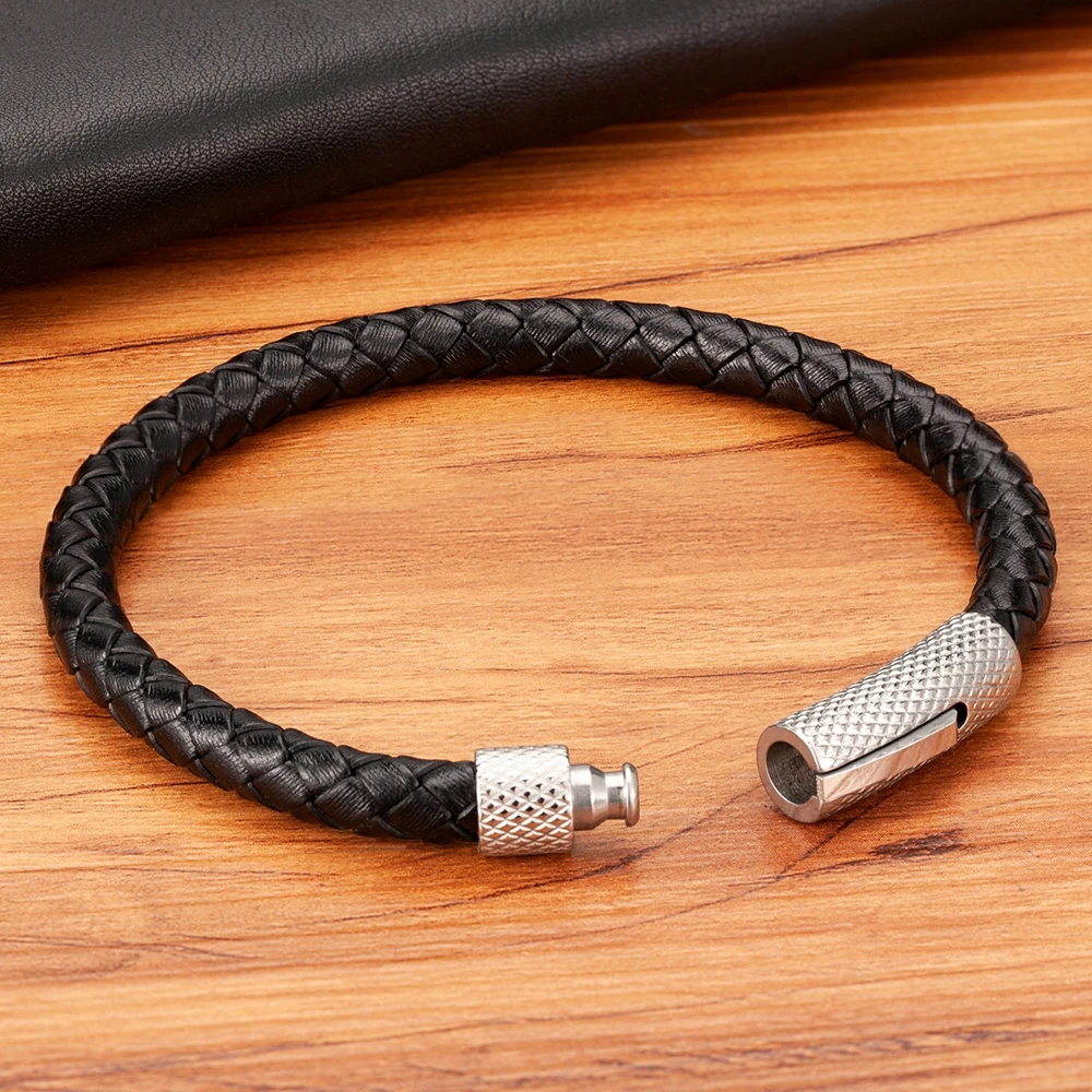 Bracelet Jewelry XQNI DIY Combination Stainless Steel Men's Leather Bracelet 19cm/21cm/23cm Sports Jewelry Men's Christmas Gift