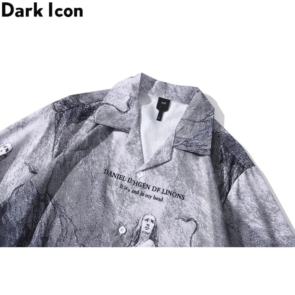 Dark Icon Hawaiian Shirt Men Summer Beach Holiday Men's Shirts Vintage Street Male Top men hawaiian shirt