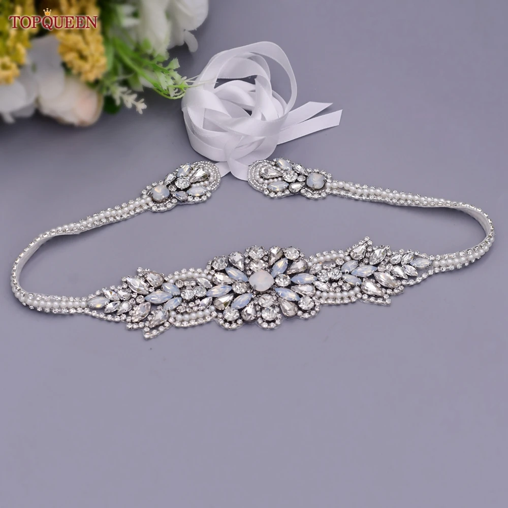 

TOPQUEEN S25 Silver Beads Pearl Belt Women'S Belt With Rhinestones Women'S Luxury Belt Women'S Luxury Belt Wedding Bride Belt