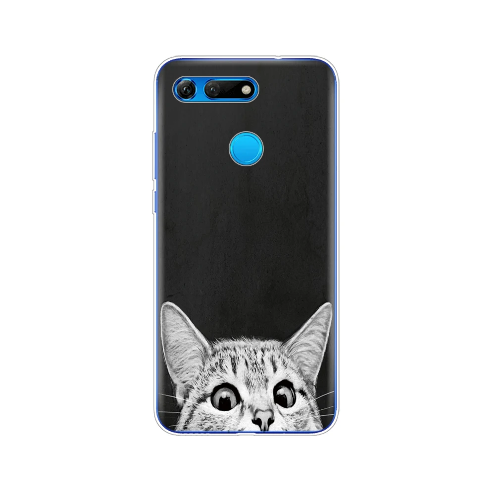 34702 Для huawei Honor View 20 V20 чехол coque TPU Мягкий силиконовый чехол для телефона для Honor V20 Capa милые животные На Бампер Защитный черный - Цвет: 34702