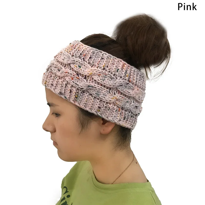 pink Модные женские головные уборы, марлевые вязанные сверху шерстяные шапки, зимняя Удобная коллекция, мешковатая шапка - Цвет: pink
