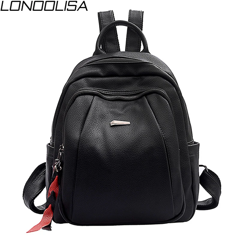 

Women's Fashion Simple Soft Leather Backpack Mochila College Style Solid School Bag for Teenage Girls Bolsa Feminina Sac a Dos