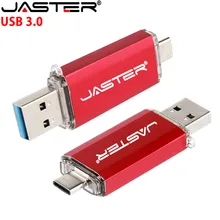 JASTER USB 3,0 type-C 3,1 флеш-накопитель 64 Гб 128 Гб металлический USB флеш-накопитель для телефонов Micro USB Flash type C