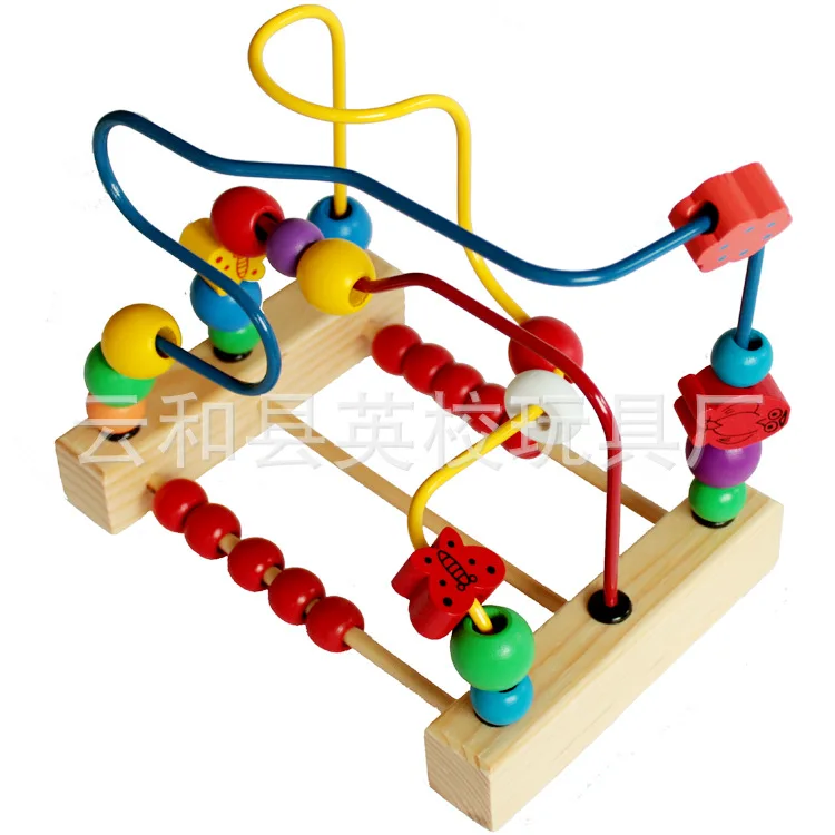 

New Style Children'S Educational Wooden Trailer Bead-stringing Toy Intelligence Bead-stringing Toy Wood Beaded Bracelet Threadin