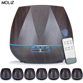 

550ML Remote Control Large Capacity Ultrasonic Humidifier Household Air Purifier Octagonal Diamond Wood Grain Aroma Diffuser