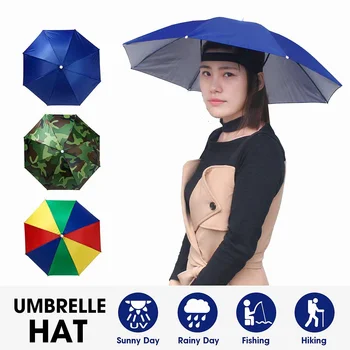 

Umbrella Hat Foldable Outdoor Sun Headwear Head Cap Fishing Hiking Golf Beach Cap Head Hats Outdoor Sports Camping Equipment New