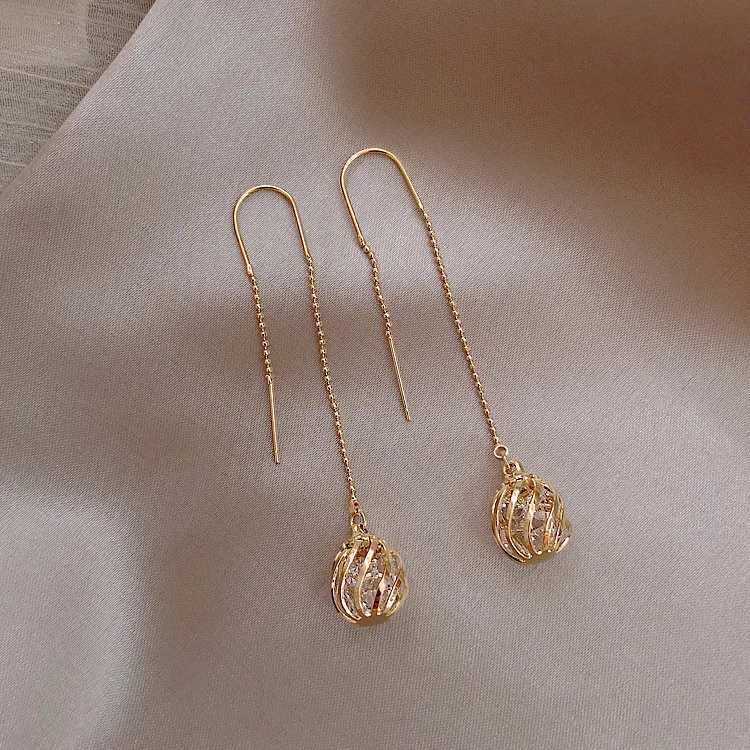

New Vintage Hollow Out Geometric Long Tassel Earrings For Women Fashion Water Drop Crystal Pendant Jewelry Gifts