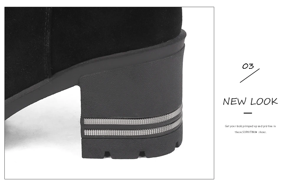 SOPHITINA/Новинка; сапоги до колена; Высококачественная замшевая обувь в полоску на квадратном каблуке; удобная Дизайнерская обувь на молнии; теплые женские сапоги; C222
