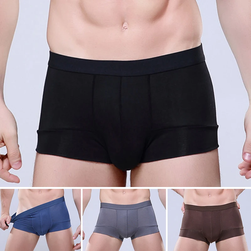 Men's boxers Sexy Modal Boxer Stretch solid color underwear Hollow Breathable Mid Rise Sports Shorts male underpants
