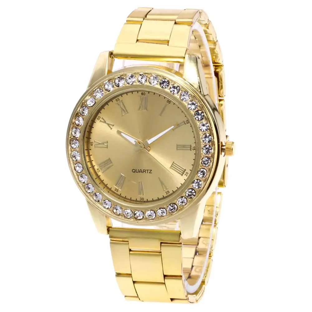 

Luxury Quartz Watch Women All-match Rhinestone Inlaid Round Dial Roman Numerals Analog Watch Gift reloj mujer relogio feminino