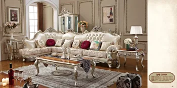 

Classic luxury sofa set vintage 209B European style home interior furniture Champagne silver series Luxury living room sofa set