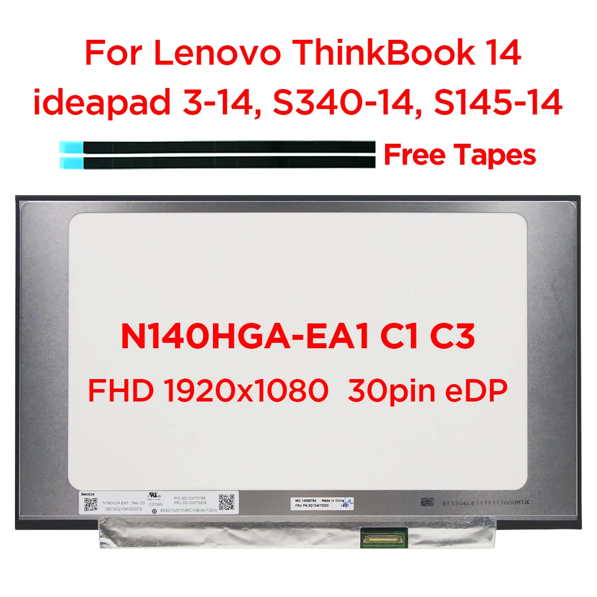 

Тонкий ЖК-экран для ноутбука 14,0 дюйма, флэш-экран для Lenovo ideapad 3-14, флэш-книга ThinkBook 14 FHD1920x1080, 30pin eDP