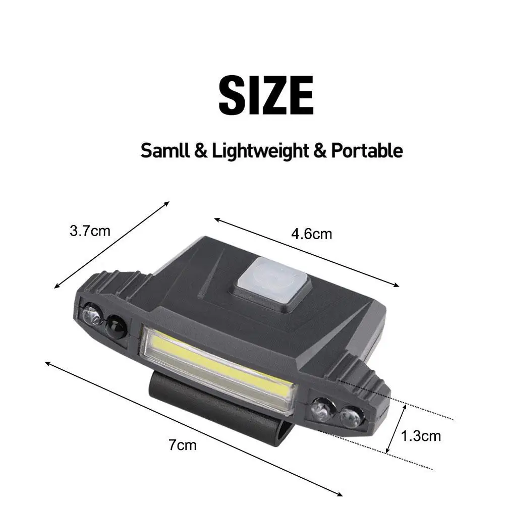 Мини-cob LED Индукционная шляпа клип огни USB Перезаряжаемый датчик фар фары крышка фары фонарь на природе Рыбалка походы
