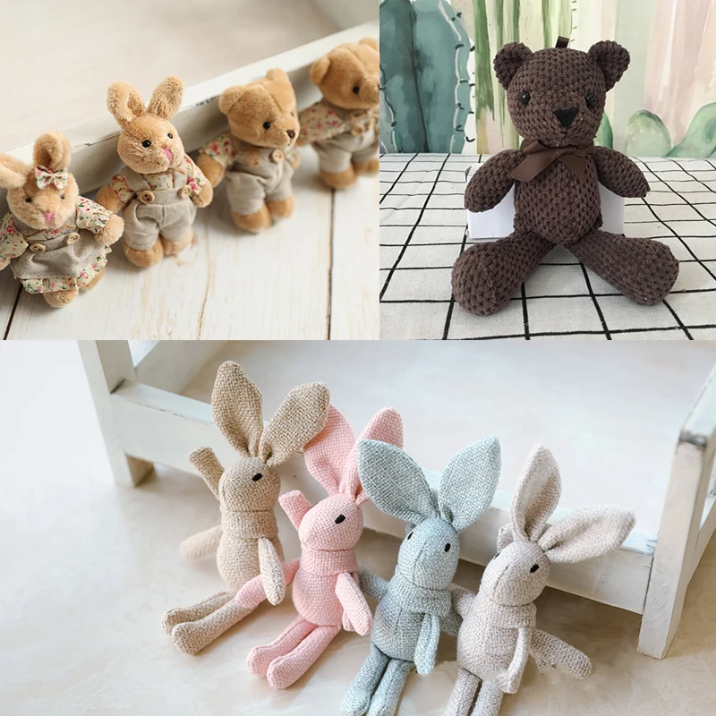 Newborn Photography Props for Baby Cute Animals Handmade Wool Doll Rabbit And Bear Fotografia Accessory Studio Baby Photo Props dvotinst newborn photography props for baby cute animals handmade wool doll fotografia accessory studio shooting photo props