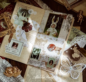

Hollow Lace Paper Alice Tea Party Series Hand Account Diary DIY Decorative Material Backing Paper Art Supplies