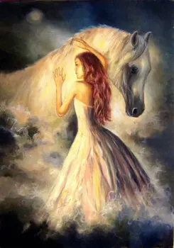 

new Embroidery Counted Cross Stitch Kits Needlework Crafts 14 ct DMC DIY Arts Handmade Decor - Girl with horse