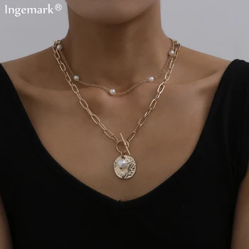 Buy CheapGothic Baroque Pearl Coin Pendant Choker Necklace for Women Wedding Punk Bead Lariat Gold Color Long Chain Necklace Jewelry Gift.