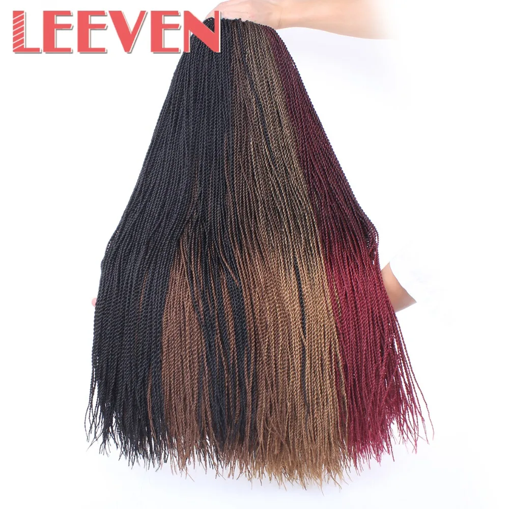 Leeven 32 дюйма длинные мини-косички Сенегальские вьющиеся волосы синтетические накладные волосы на крючке, затененные плетение волос накладные волосы на крючке