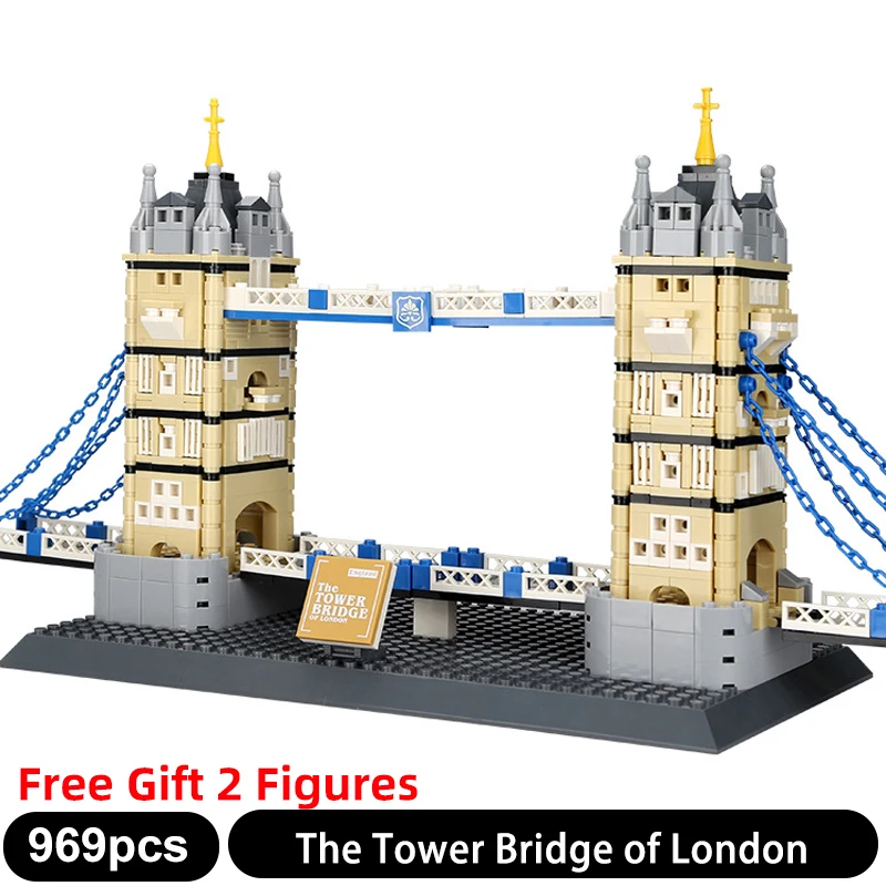 

8013 969PCS World Famous Classic Architecture Building Blocks The Tower Bridge of London 3D Model Bricks Sets Children Toy Gifts