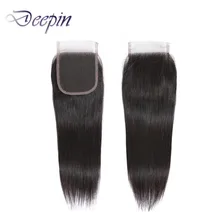 Aliexpress - 4X4 Straight Lace Closure Free/Middle/Three Part 8-22 Inches Natural Color Non-Remy Peruvian Human Hair For Women Deepin Hair