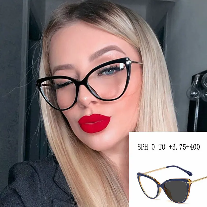 Новый дизайн модные уличные фотохромные очки для чтения с котом женские