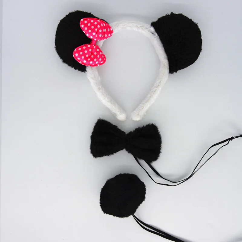 Boy Girl Animal Panda Headband Tail Bow Tie Set For Kids Adult Cosplay Props Party Costume Halloween Christmas|costume accessories|party