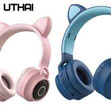 Uthai d37 tws portátil sem fio bluetooth 5.0 fone de ouvido estéreo cat ears fone de ouvido sem fio para android/los/windows fones de ouvido