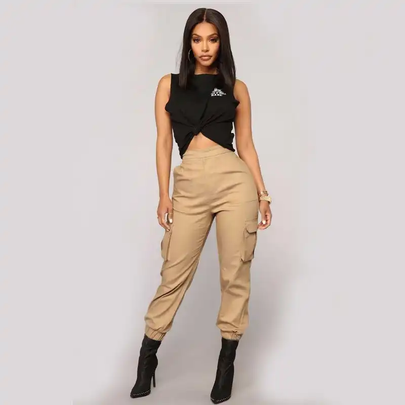 ladies cropped cargo trousers