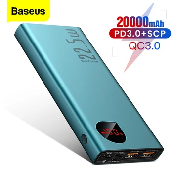 

Baseus 20000mAh Power Bank Universal Quick Charge 3.0 Mobile Powerbank Portable Battery Charger For Huawei Xiaomi iPhone Samsung