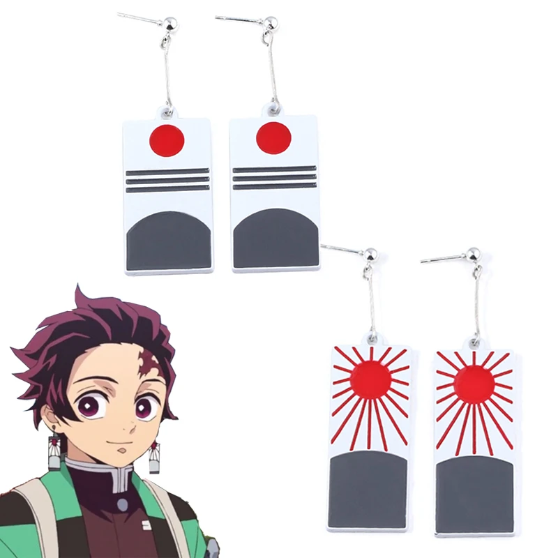 

Earrings Anime Demon Slayer Kimetsu No Yaiba Kamado Tanjirou Cosplay accessory Prop Earring Kamado Nezuko Metal Sun Earring Gift
