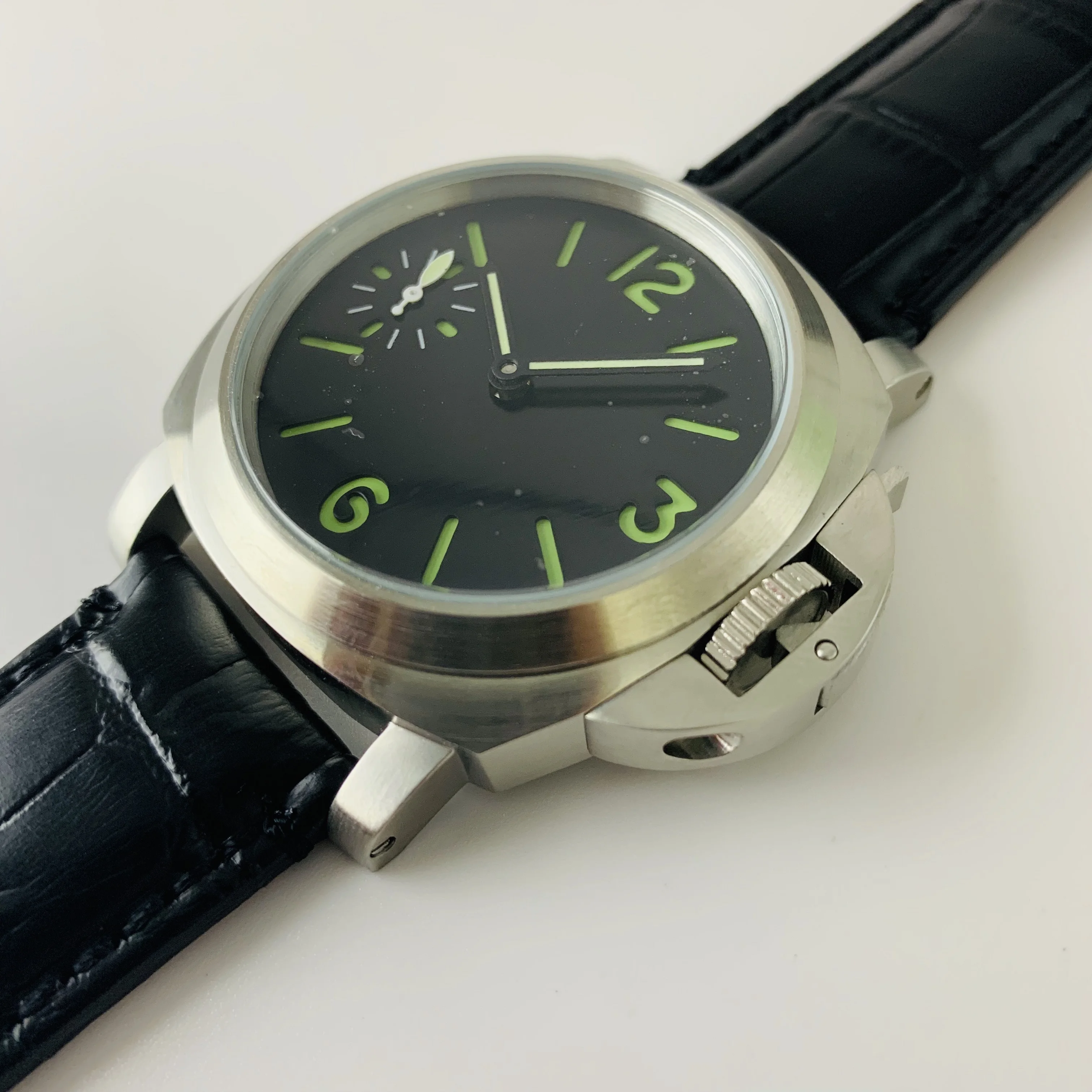 

Luxury mechanical watch men Brushed Stainless Steel Case Transparent back cover hand winding movement men's Watch AAA 65