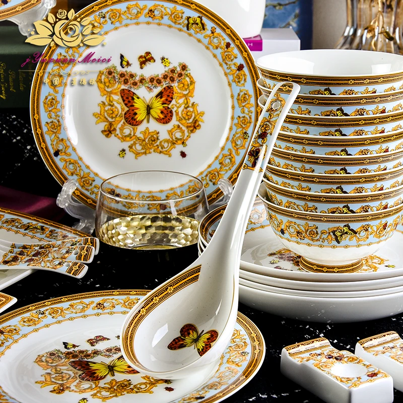 

Bowl set high grade bone china bowl plate European tableware set single item free matching underglaze Technology