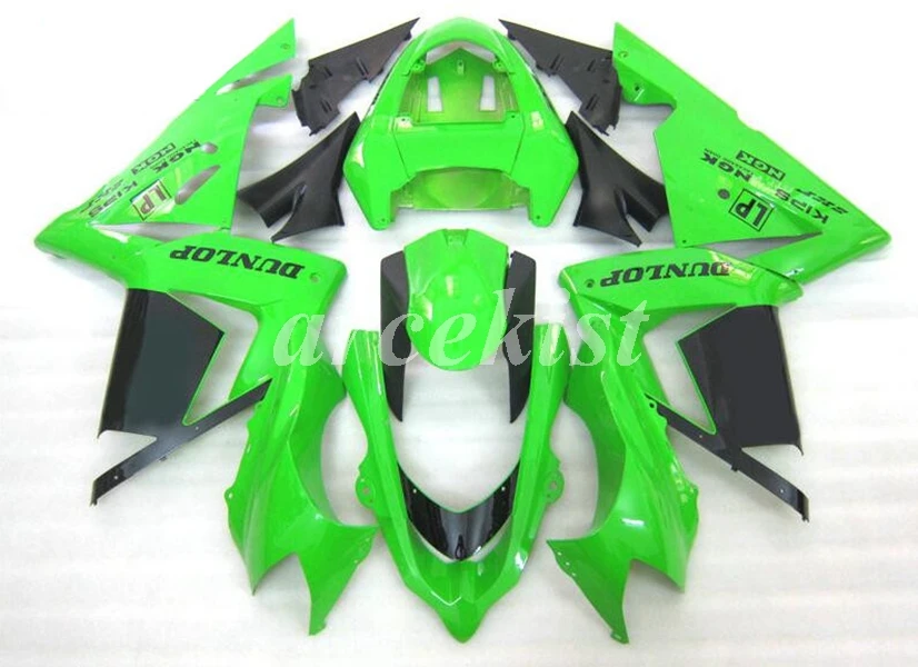 green ABS мотоцикл обтекатели комплект подходит для Kawasaki Ninja ZX-10R ZX10R 2004 2005 04 05 10R Кузов Набор на заказ зеленый черный - Цвет: green