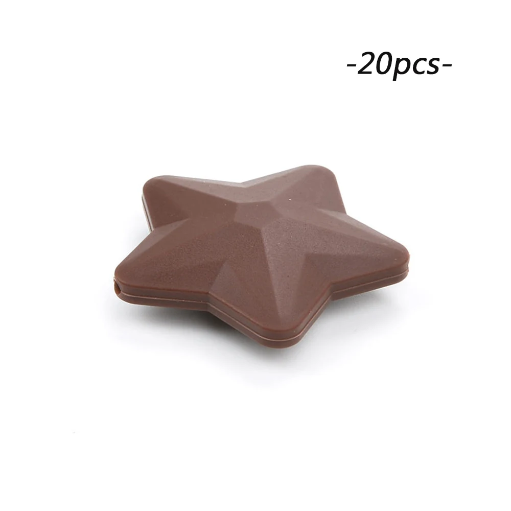 chocolate LOFCA 20 шт Силиконовые Прорезыватели для зубов, Детские Прорезыватели со звездами, Пищевая силиконовая соска-подвеска, BPA бесплатно, DIY бусины для изготовления ювелирных изделий - Цвет: chocolate