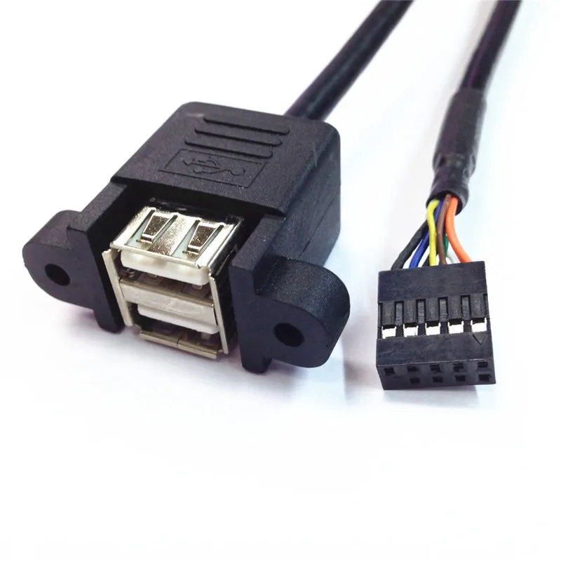 Кабель для компьютера 50 см двойной USB 2 0 Тип A разъем Мама материнской платы 9