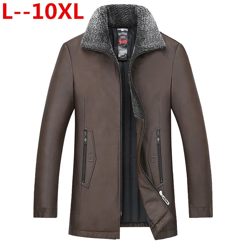 Большие размеры 10XL 9XL 8XL 6XL мужское пуховое пальто из натуральной кожи байкерское