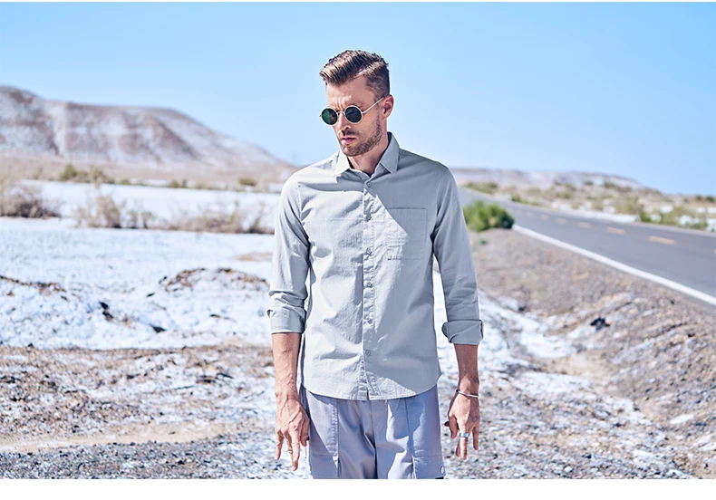 Enjeolon, Осень-зима, мужские повседневные рубашки, Camisa Masculina, длинный рукав, отложной воротник, рубашка, модная одежда, CX2541-1