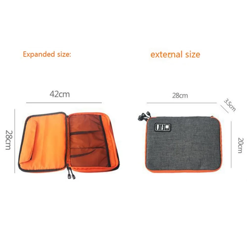 High Grade Nylon 2 Layers Travel Electronic Accessories Organizer Bag,Travel Gadget Carry Bag, Perfect Size Fit for iPad